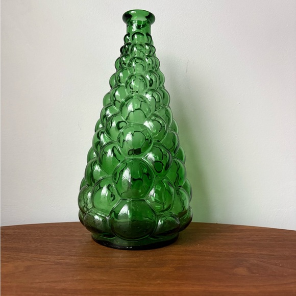 Emerald Bubble Design Vase Italian Empoli Bottle - Picture 8 of 13